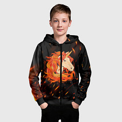 Толстовка на молнии детская Огненный единорог, цвет: 3D-черный — фото 2