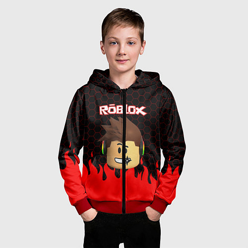Детская толстовка на молнии ROBLOX / 3D-Красный – фото 3