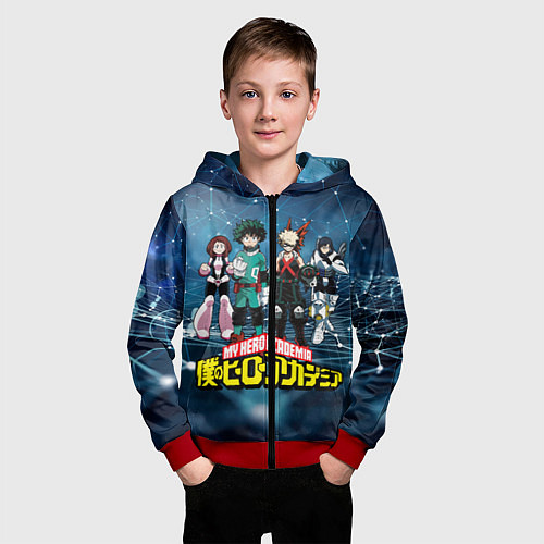 Детская толстовка на молнии Моя геройская академия / 3D-Красный – фото 3