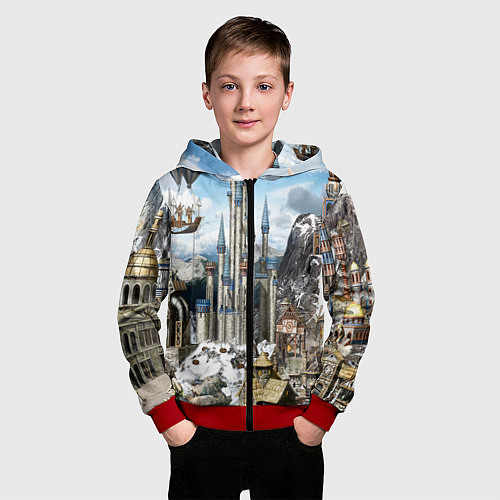 Детская толстовка на молнии HEROES / 3D-Красный – фото 3