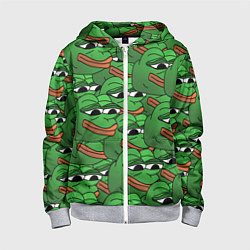 Толстовка на молнии детская Pepe The Frog, цвет: 3D-меланж