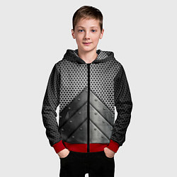 Толстовка на молнии детская Броня металлическая, цвет: 3D-красный — фото 2