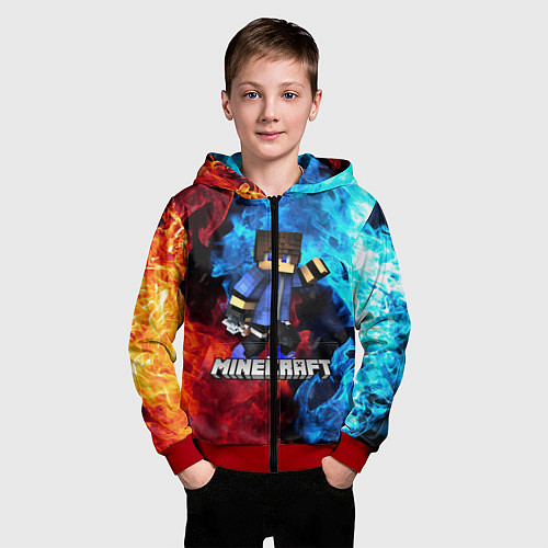 Детская толстовка на молнии Minecraft Майнкрафт / 3D-Красный – фото 3