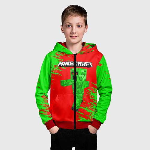 Детская толстовка на молнии MINECRAFT / 3D-Красный – фото 3
