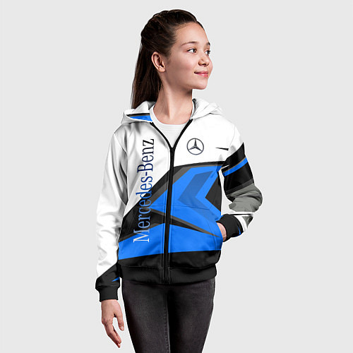 Детская толстовка на молнии Mercedes-Benz / 3D-Черный – фото 4