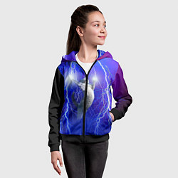 Толстовка на молнии детская Грозовой кошак, цвет: 3D-черный — фото 2