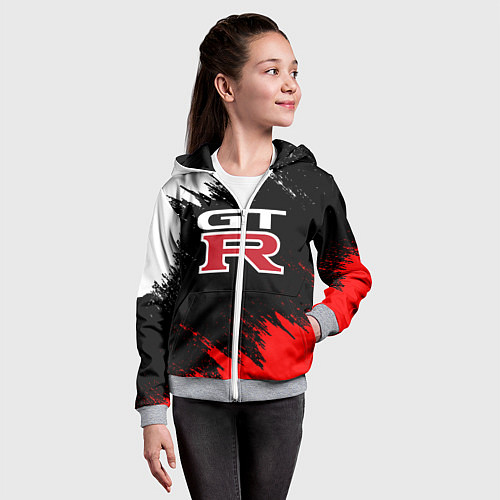 Детская толстовка на молнии NISSAN GTR / 3D-Меланж – фото 4