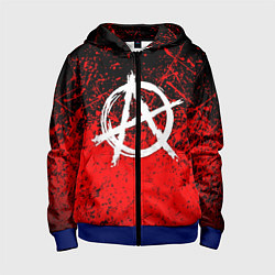 Толстовка на молнии детская АНАРХИЯ, цвет: 3D-синий