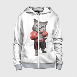 Толстовка на молнии детская Кот боксёр, цвет: 3D-меланж