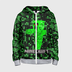 Толстовка на молнии детская MINECRAFT CREEPER, цвет: 3D-меланж