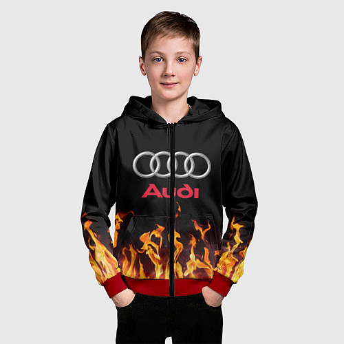 Детская толстовка на молнии AUDI / 3D-Красный – фото 3