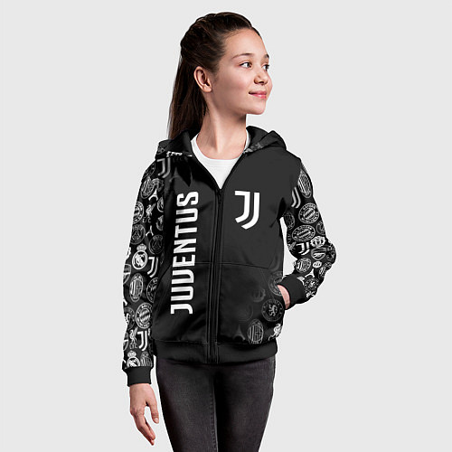 Детская толстовка на молнии JUVENTUS / 3D-Черный – фото 4