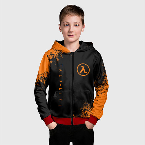 Детская толстовка на молнии HALF-LIFE / 3D-Красный – фото 3