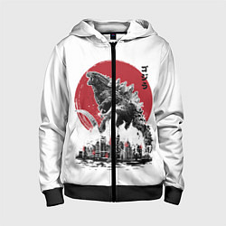 Толстовка на молнии детская GODZILLA, цвет: 3D-черный