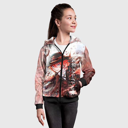 Детская толстовка на молнии Bungou Stray Dogs / 3D-Черный – фото 4