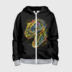 Толстовка на молнии детская Тираннозавр Рекс, цвет: 3D-меланж