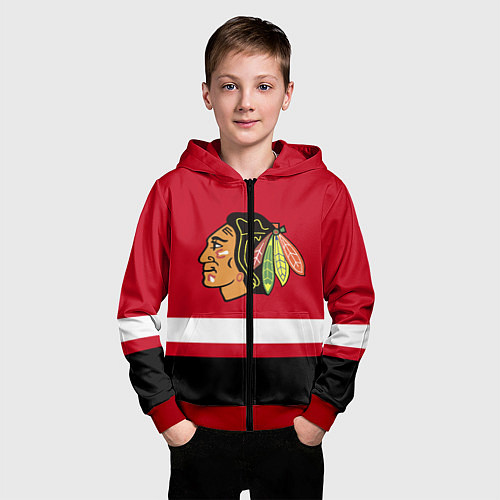 Детская толстовка на молнии Chicago Blackhawks / 3D-Красный – фото 3