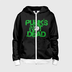 Толстовка на молнии детская Punks Not Dead, цвет: 3D-белый