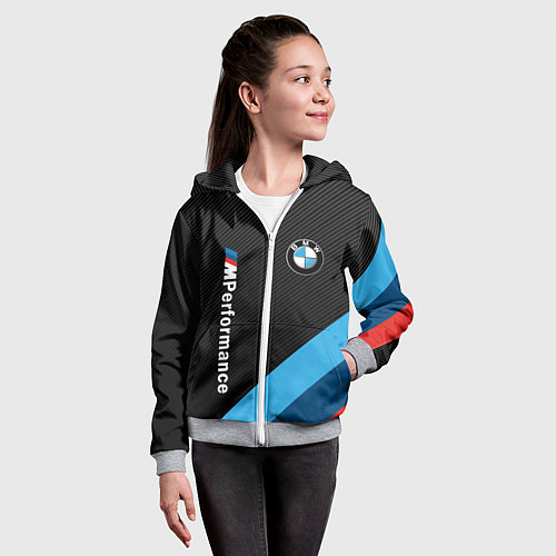 Детская толстовка на молнии BMW M PERFORMANCE / 3D-Меланж – фото 4