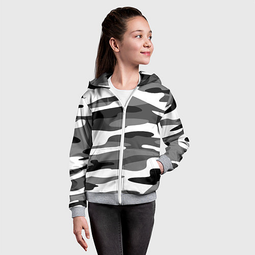 Детская толстовка на молнии Камуфляж Sabaton без лого / 3D-Меланж – фото 4