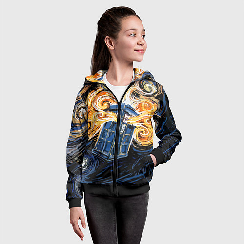 Детская толстовка на молнии Van Gogh Tardis / 3D-Черный – фото 4