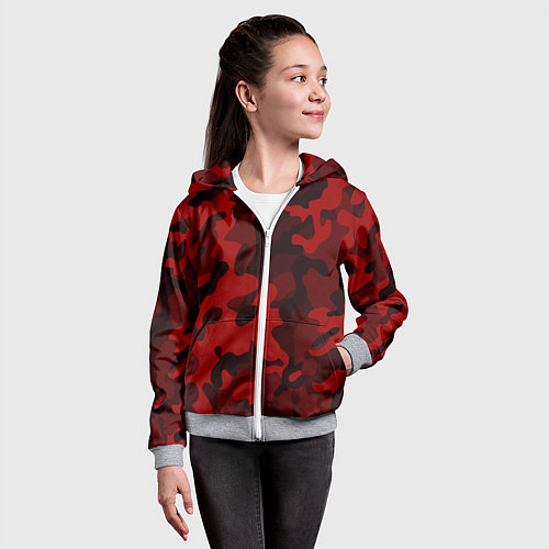 Детская толстовка на молнии RED MILITARY / 3D-Меланж – фото 4