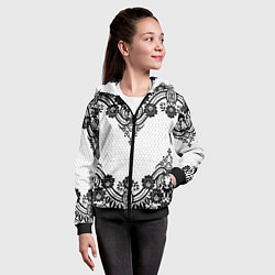 Толстовка на молнии детская Кружева, цвет: 3D-черный — фото 2