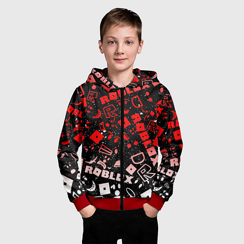 Детская толстовка на молнии Roblox / 3D-Красный – фото 3