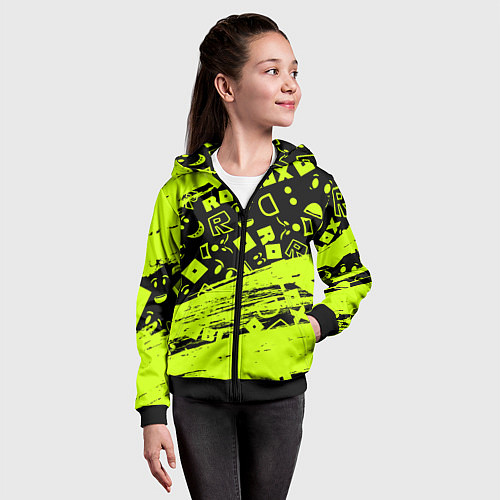 Детская толстовка на молнии Roblox / 3D-Черный – фото 4