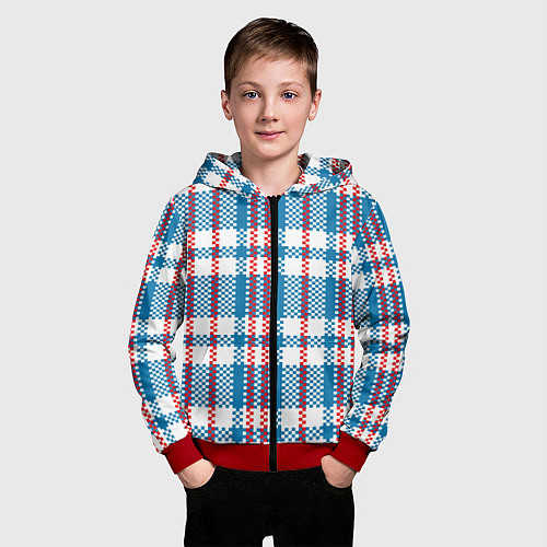 Детская толстовка на молнии Текстура Сумка Челнока / 3D-Красный – фото 3