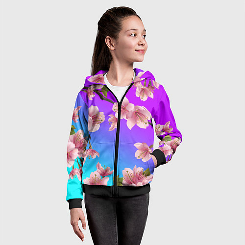 Детская толстовка на молнии САКУРА ВИШНЯ / 3D-Черный – фото 4