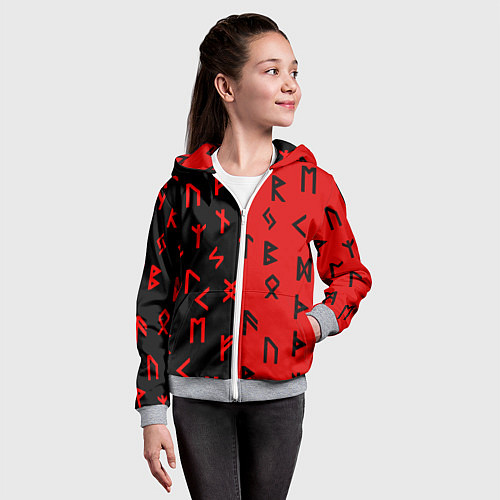 Детская толстовка на молнии РУНЫ / 3D-Меланж – фото 4
