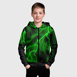 Толстовка на молнии детская МОЛНИЯ GREEN NEON, цвет: 3D-черный — фото 2