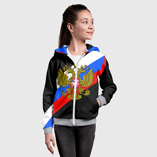 Детская толстовка на молнии РОССИЯ / 3D-Меланж – фото 4