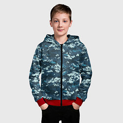 Толстовка на молнии детская Пиксельный камуфляж полиции, цвет: 3D-красный — фото 2