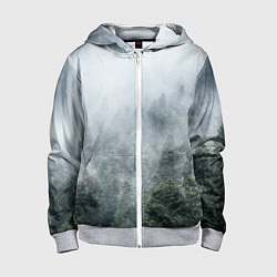 Толстовка на молнии детская Туманный лес, цвет: 3D-меланж