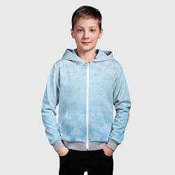 Толстовка на молнии детская Очень светлые голубые облака, цвет: 3D-меланж — фото 2