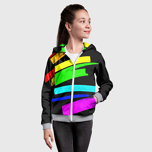 Детская толстовка на молнии НЕОНОВЫЕ КРАСКИ / 3D-Меланж – фото 4