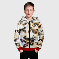 Толстовка на молнии детская КОТ МЕМ, цвет: 3D-красный — фото 2