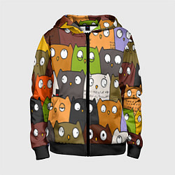 Толстовка на молнии детская СОВЫ КОТИКИ, цвет: 3D-черный