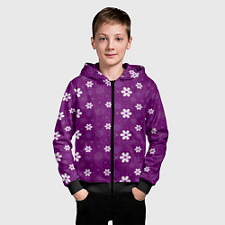 Толстовка на молнии детская Узор цветы на фиолетовом фоне, цвет: 3D-черный — фото 2