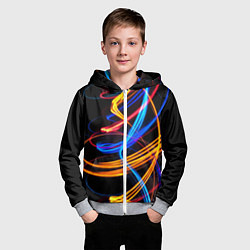 Толстовка на молнии детская НЕОНОВЫЙ ДЫМ, цвет: 3D-меланж — фото 2