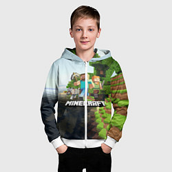 Толстовка на молнии детская Minecraft, цвет: 3D-белый — фото 2
