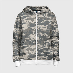 Толстовка на молнии детская Цифровой камуфляж, цвет: 3D-белый