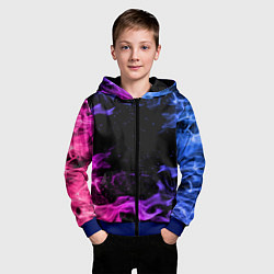 Толстовка на молнии детская ОГОНЬ НЕОН, цвет: 3D-синий — фото 2