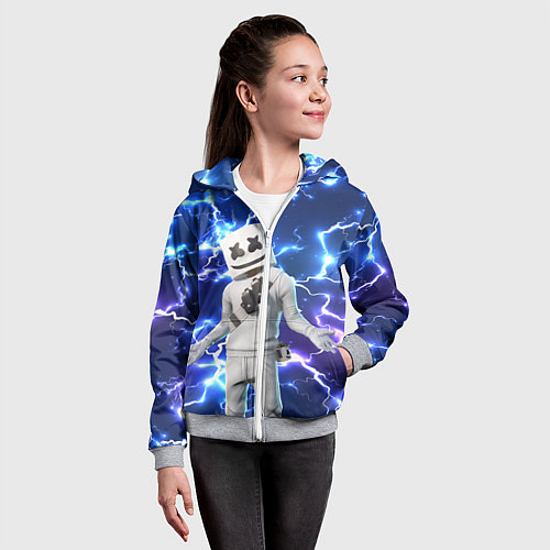 Детская толстовка на молнии FORTNITE x MARSHMELLO / 3D-Меланж – фото 4