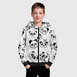 Толстовка на молнии детская Панды, цвет: 3D-черный — фото 2