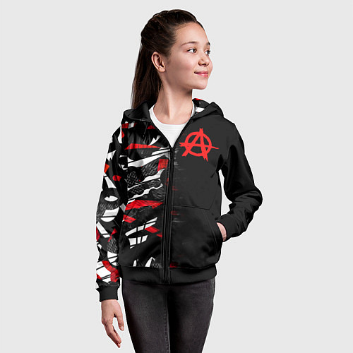 Детская толстовка на молнии Анархия / 3D-Черный – фото 4