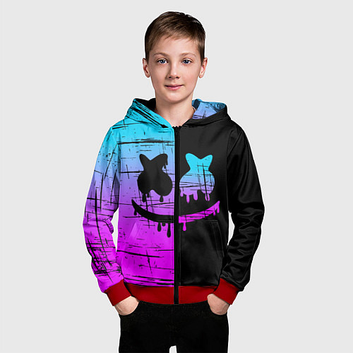 Детская толстовка на молнии FORTNITE MARSHMELLO / 3D-Красный – фото 3