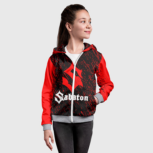 Детская толстовка на молнии Sabaton / 3D-Меланж – фото 4